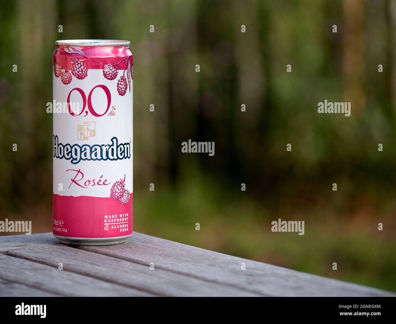 Hoegaarden, Belgium, September 25, 2021, The beer brand Hoegaarden