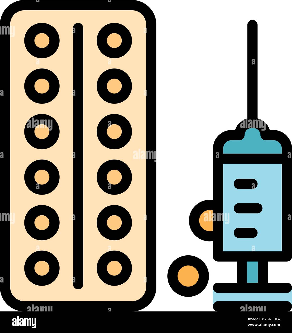 Allergy syringe icon. Outline allergy syringe vector icon color flat isolated Stock Vector