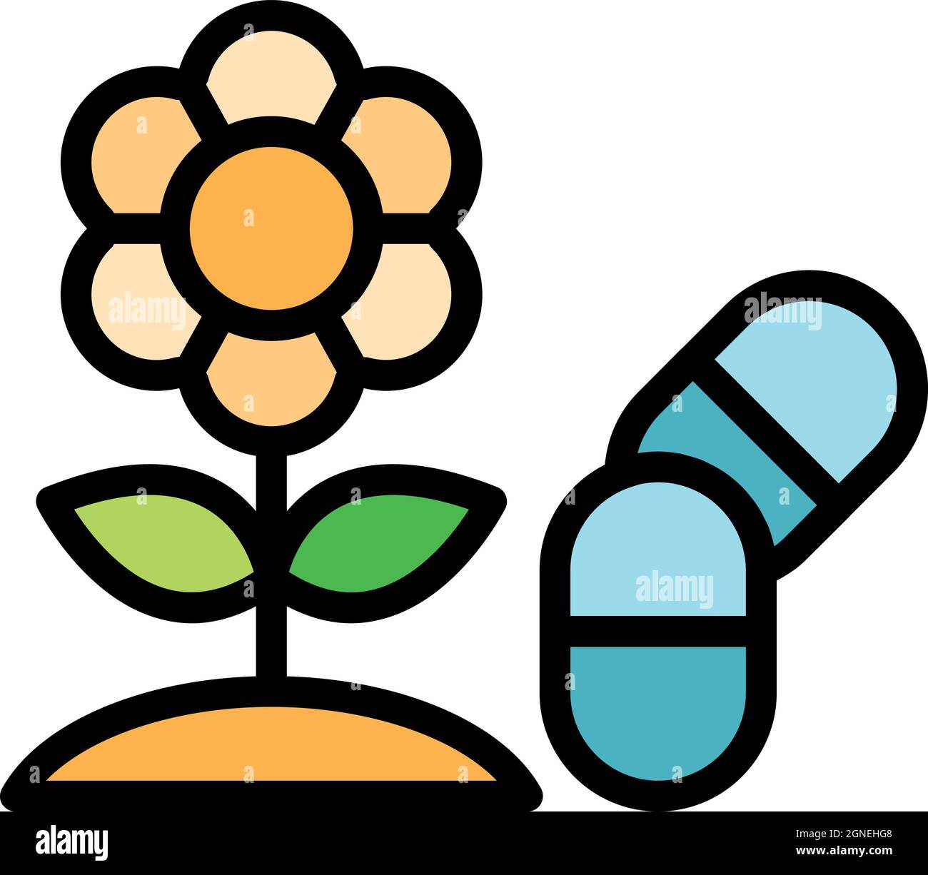 Flower allergy icon. Outline flower allergy vector icon color flat