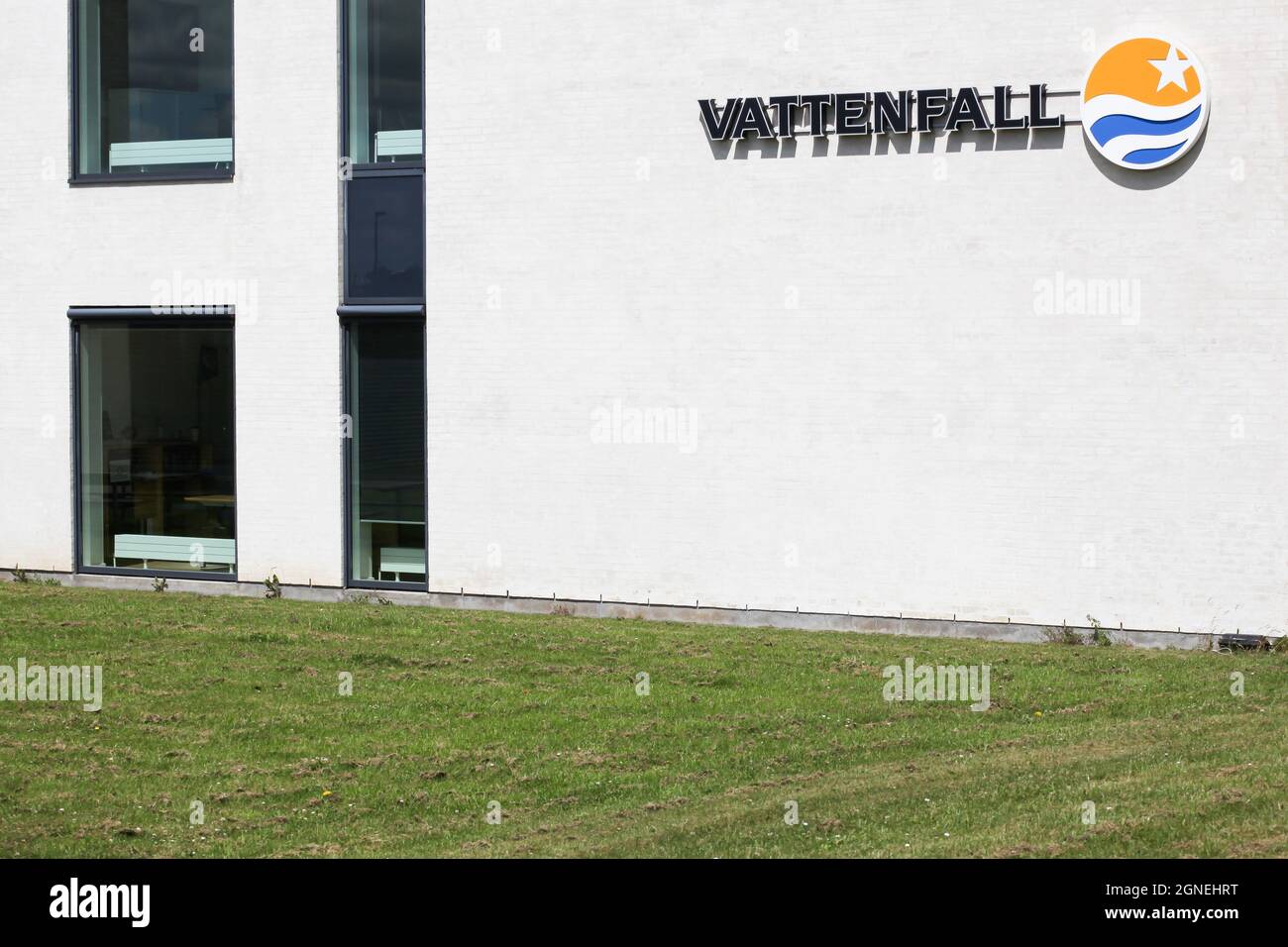 Kolding, Denmark - July 9, 2017: Vattenfall is a Swedish power company, wholly owned by the Swedish government Stock Photo