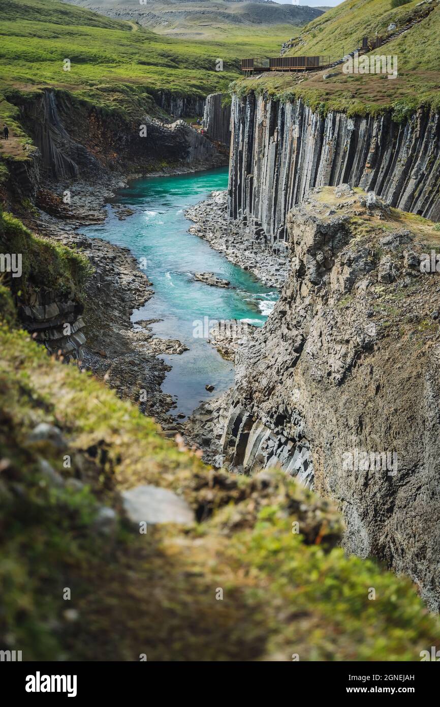 Studlagil basalt canyon, Iceland. One of the most epic and wonderfull nature sightseeing in Iceland Stock Photo