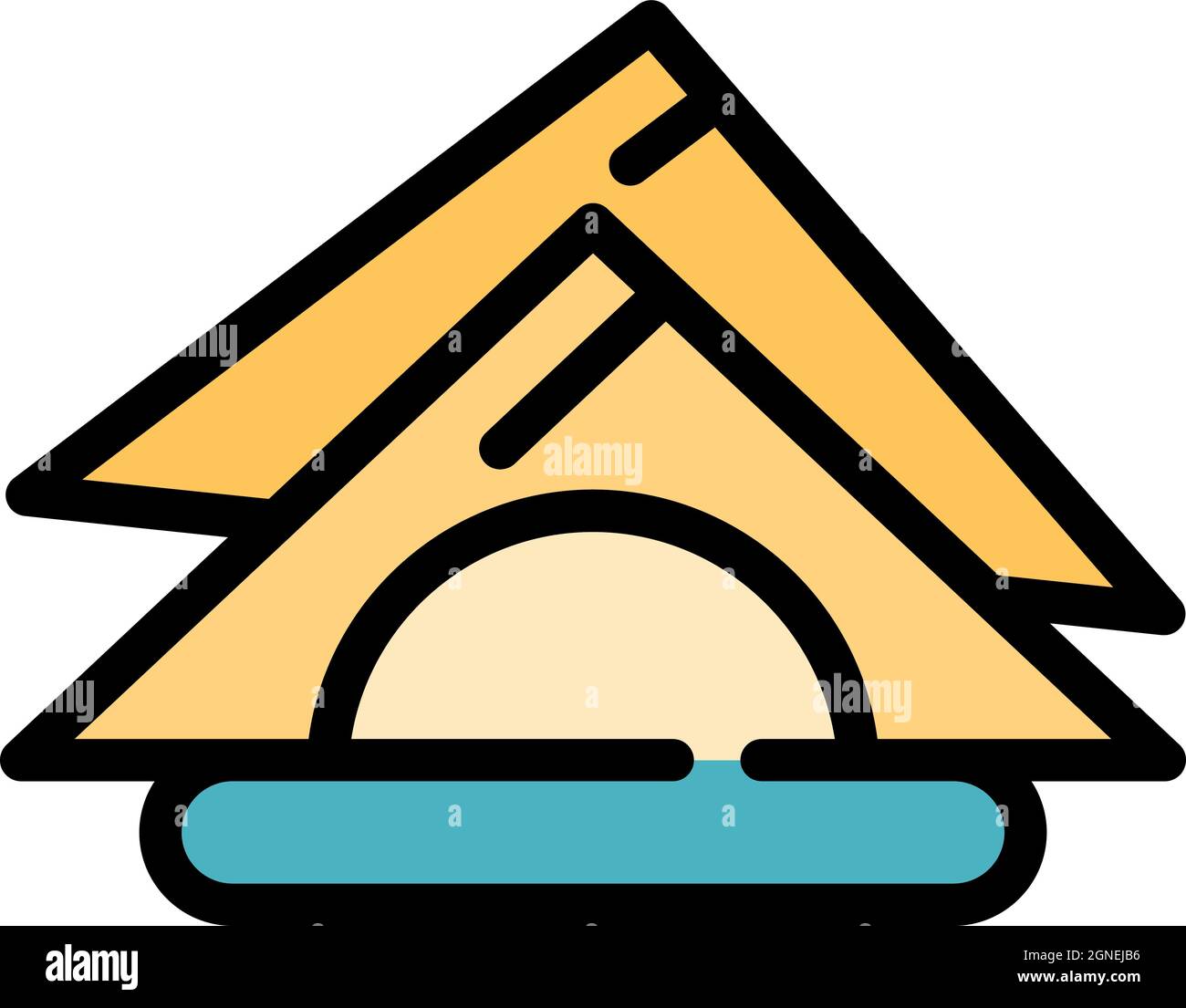 Folded napkins icon. Outline folded napkins vector icon color flat