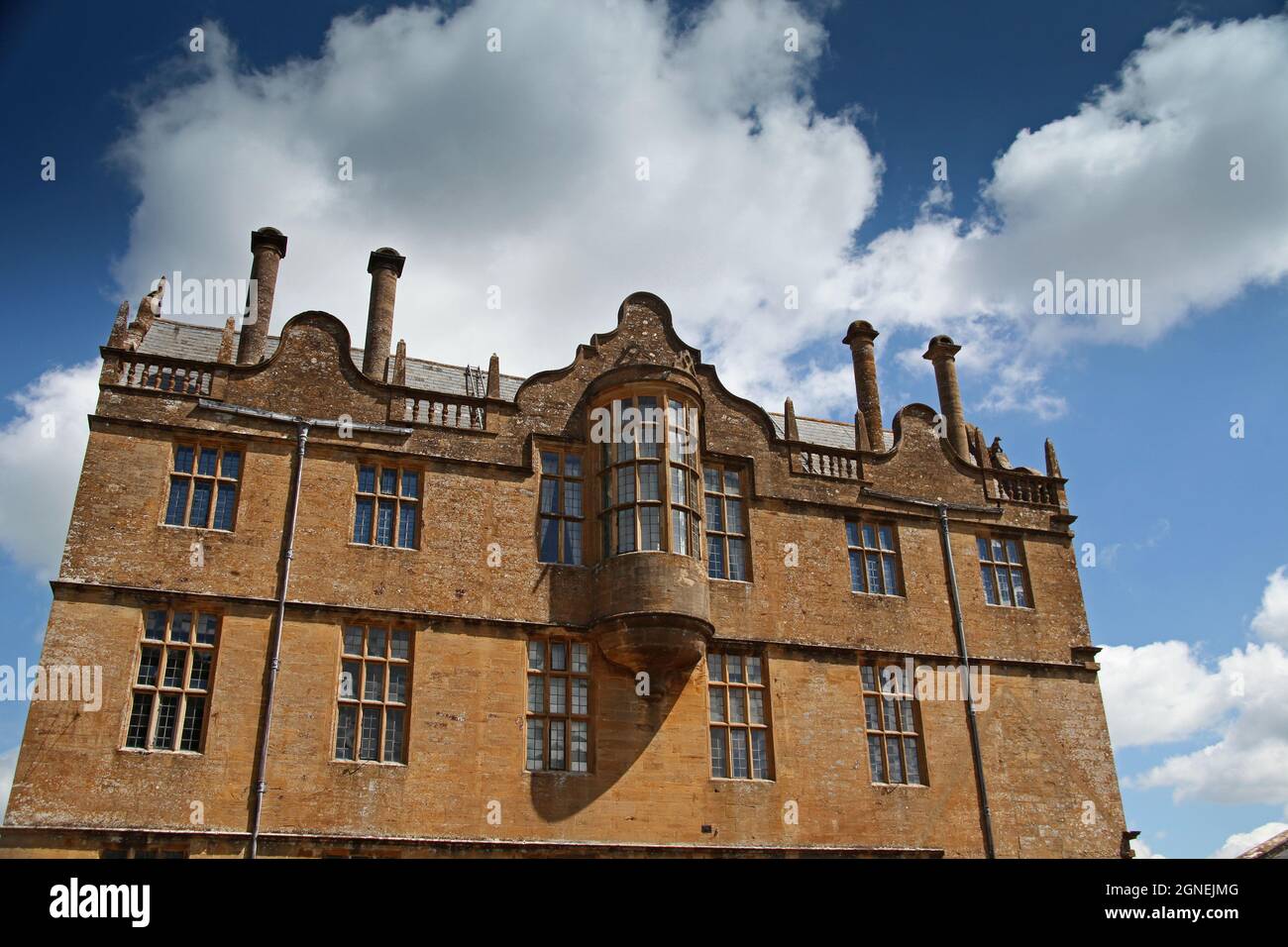 The oriel window on the second floor of Montacute House, an Elizabethan mansion with garden near Yeovil, Somerset, England, UK Stock Photo