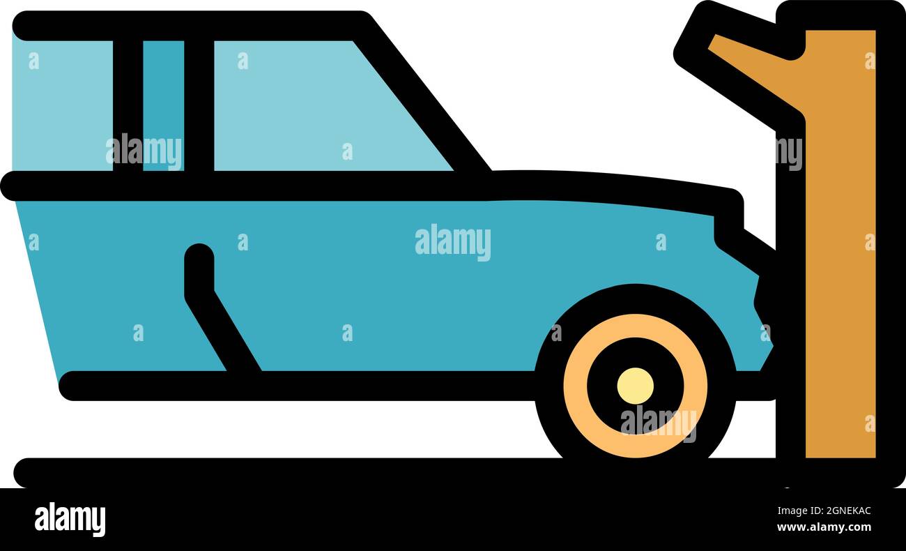 Car accident tree icon. Outline car accident tree vector icon color ...