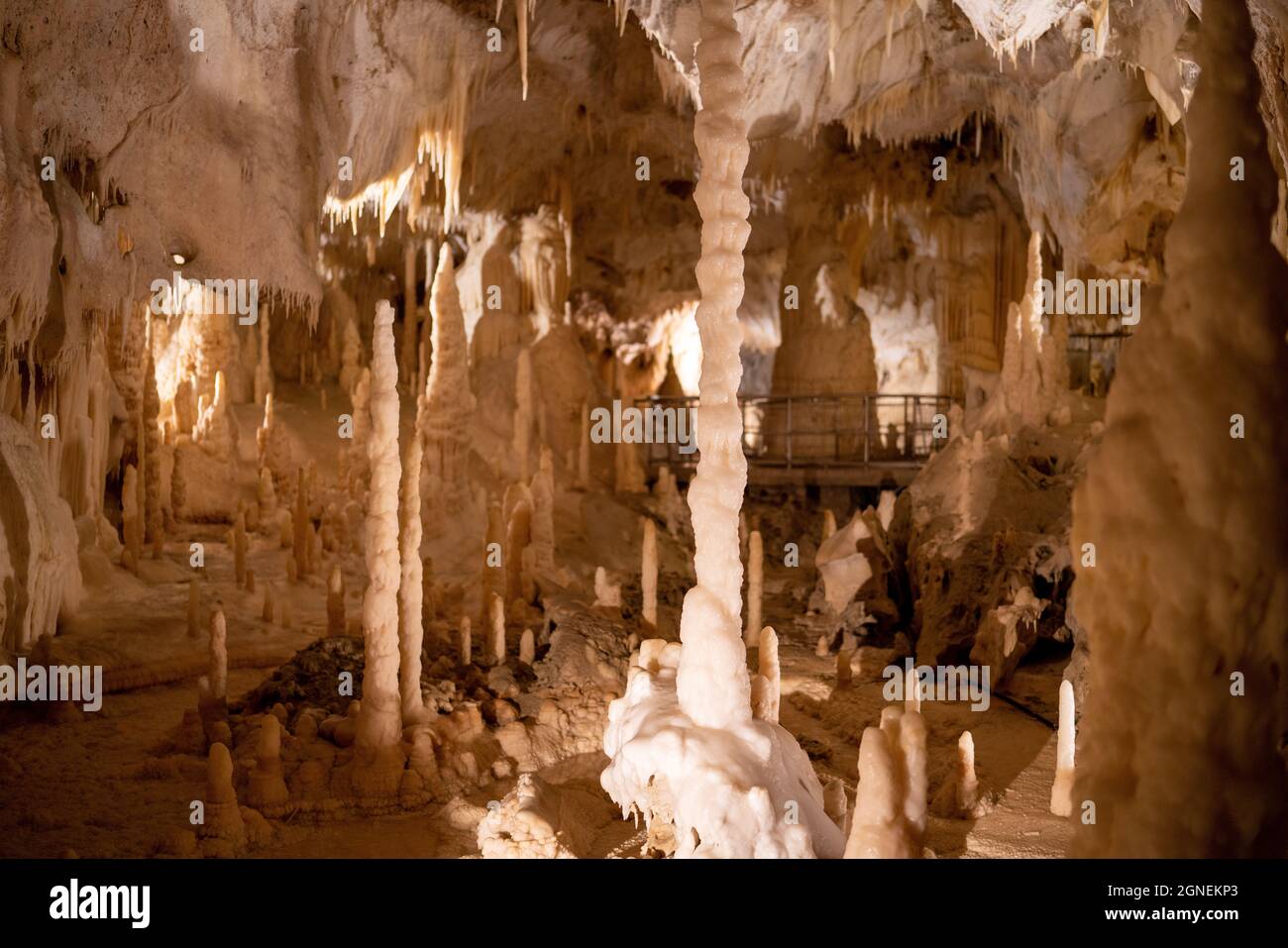 Underground krust cave in Marche Region, Italy. Frasassi Stock Photo