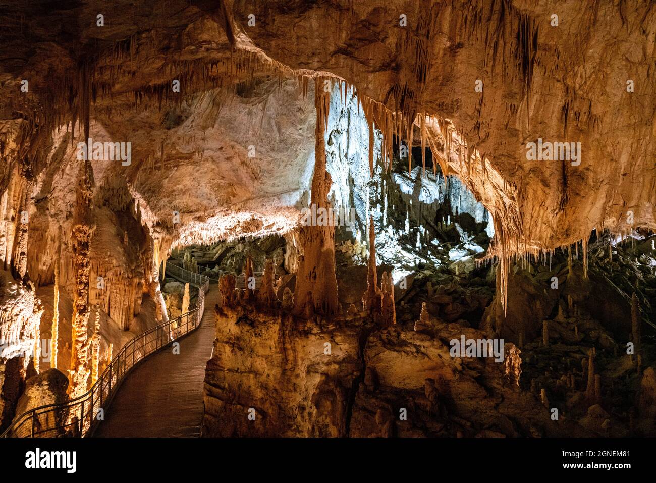 Underground krust cave in Marche Region, Italy. Frasassi Stock Photo