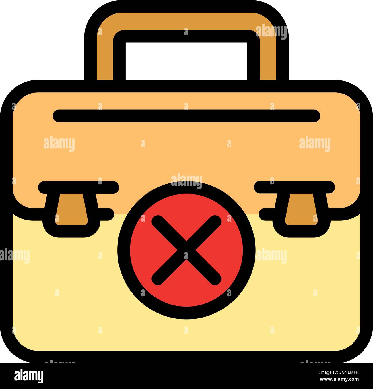 Broken briefcase icon. Outline broken briefcase vector icon color flat