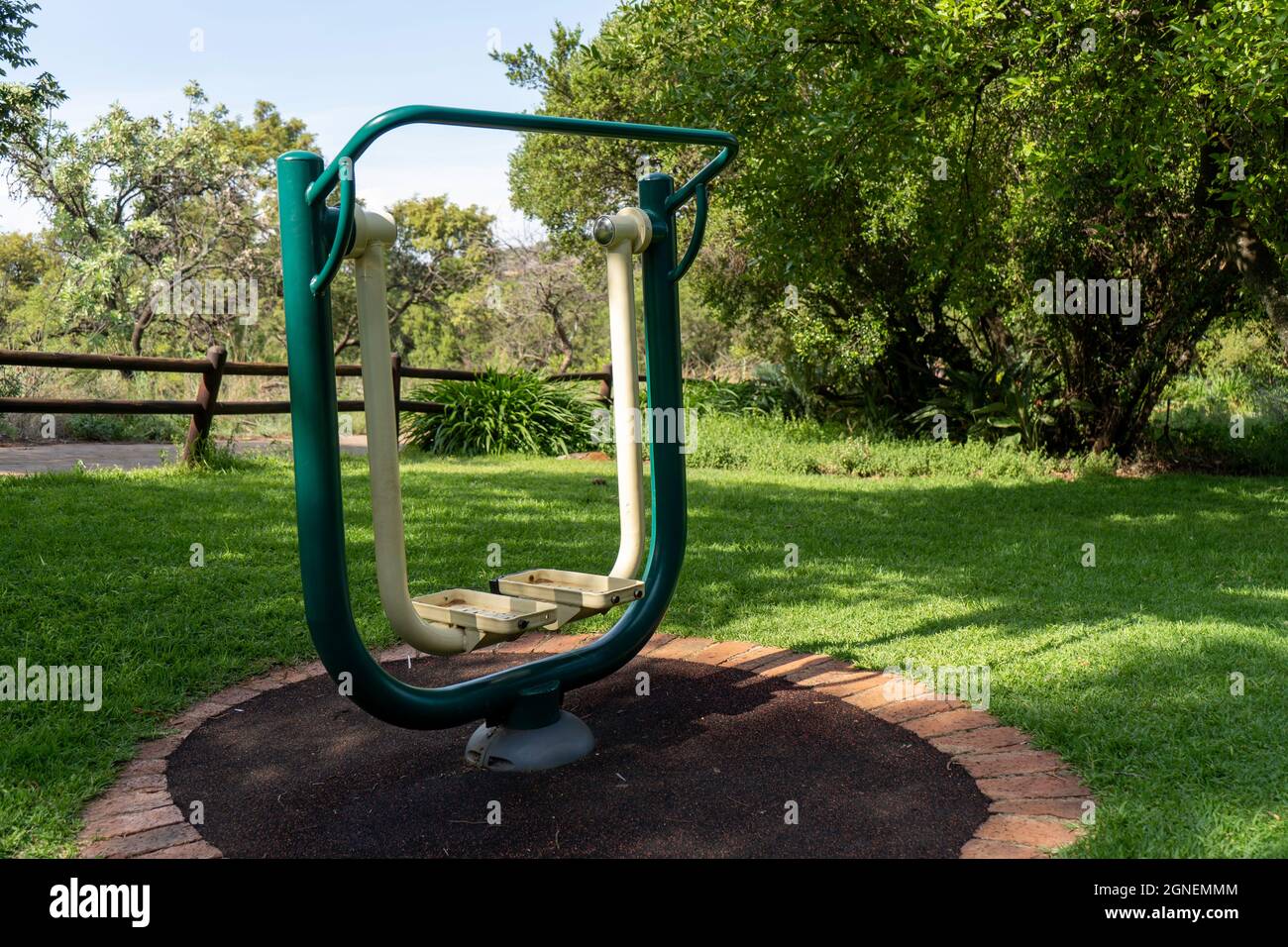 Outdoor gym equipment at a park in South Africa. High quality photo