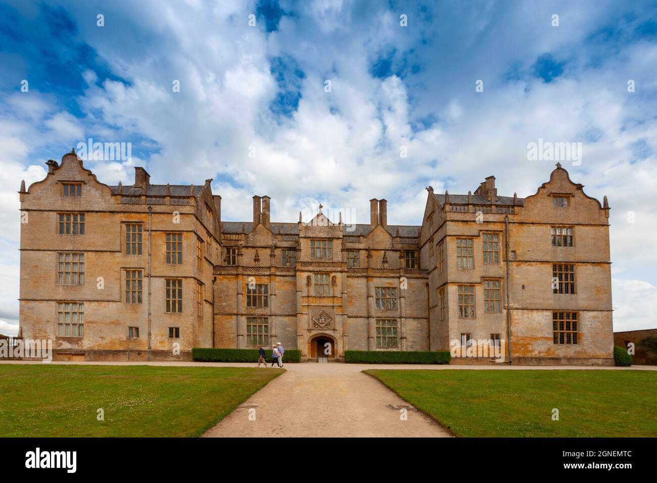 The impressive west front of Montacute House, an Elizabethan mansion with garden near Yeovil, Somerset, England, UK Stock Photo