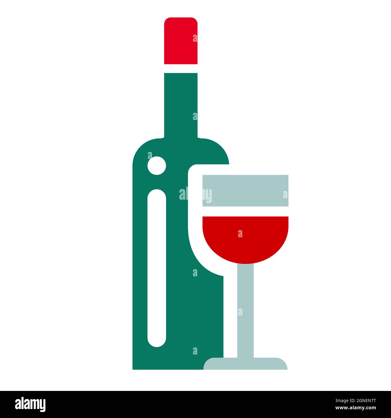 illustration of the minimal colorful red wine bottle and glass icon and ...