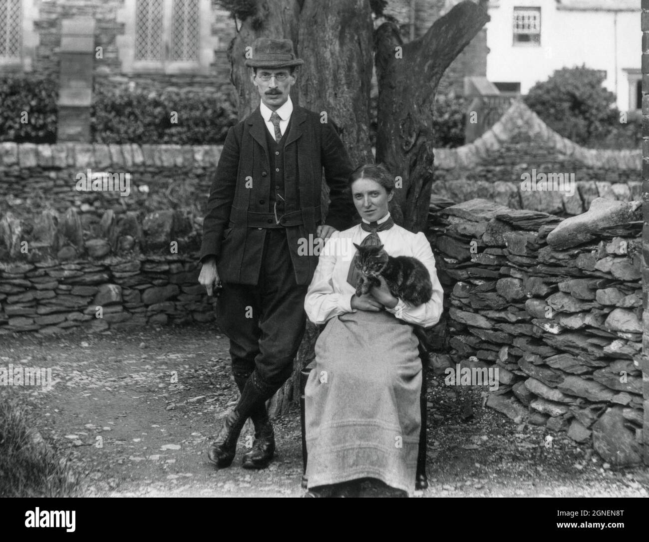 Professional artists of the late 1800s and early 1900s, William Smallwood Winder (1869 - 1910) and May Chatteris Winder née Fisher (1874 - 1910), in Staveley, near Kendal, Cumbria (formerly Westmorland), England, on the edge of the English Lake District.  Both William and May were founder members of the English Lake Artists’ Society, established in 1904. Stock Photo