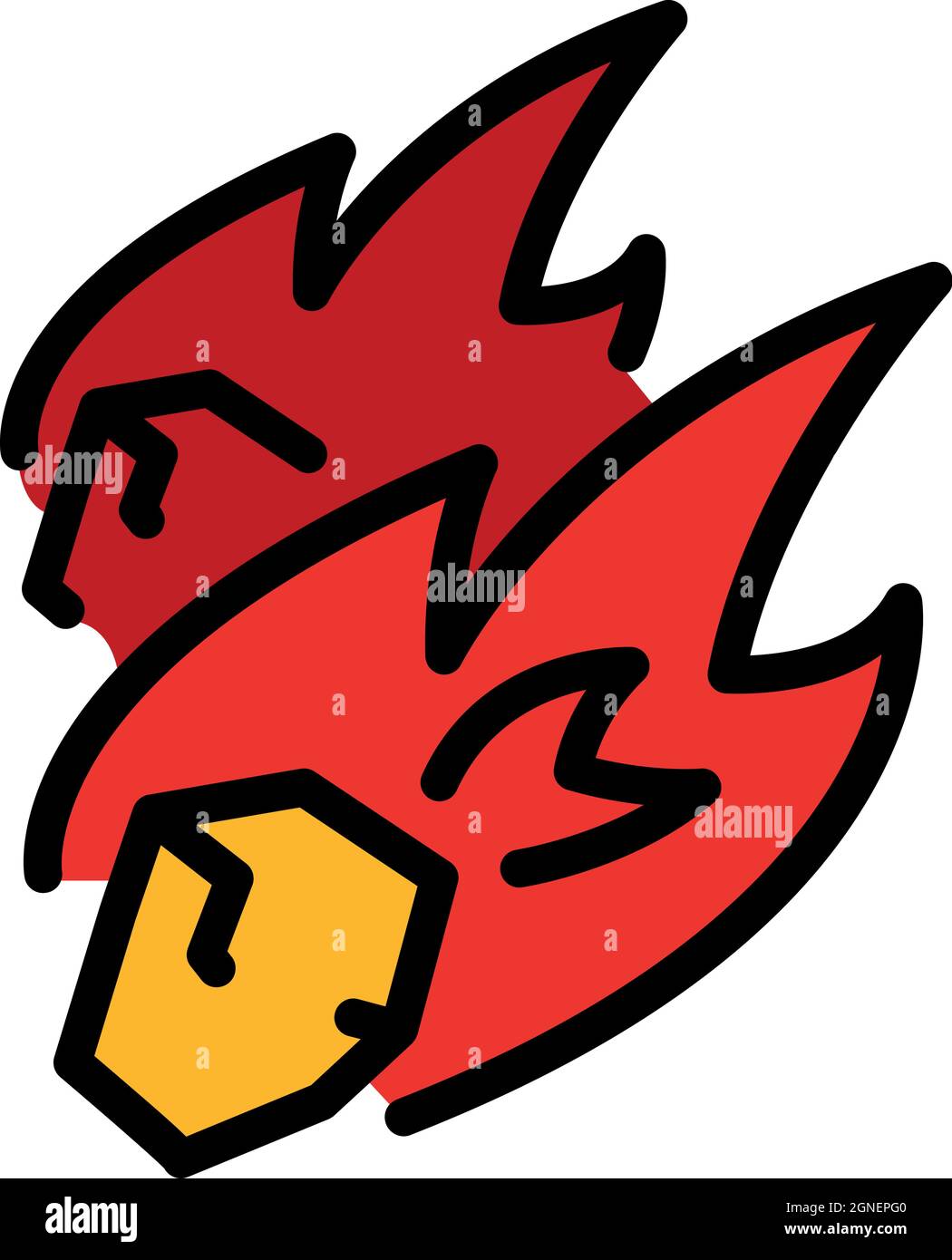 Fire asteroids icon. Outline fire asteroids vector icon color flat isolated Stock Vector