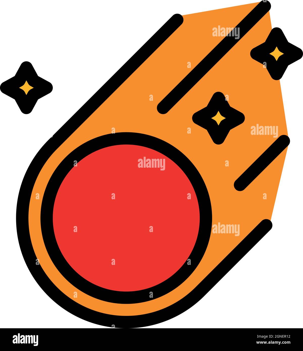 Falling asteroid icon. Outline falling asteroid vector icon color flat ...