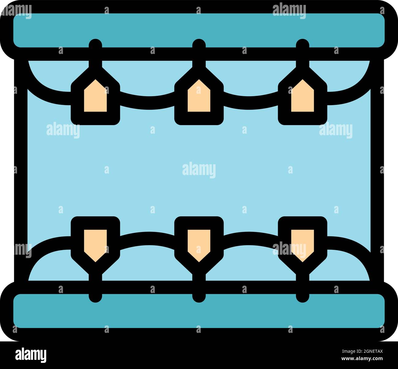 Bass drum icon. Outline bass drum vector icon color flat isolated Stock