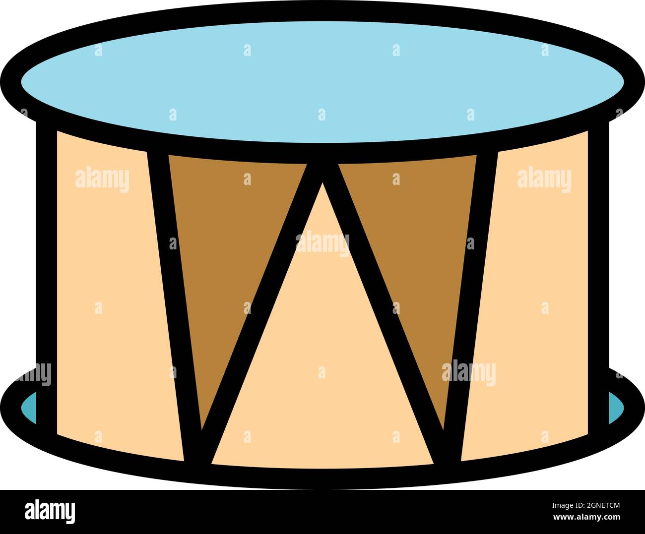 Snare drum icon. Outline snare drum vector icon color flat isolated ...