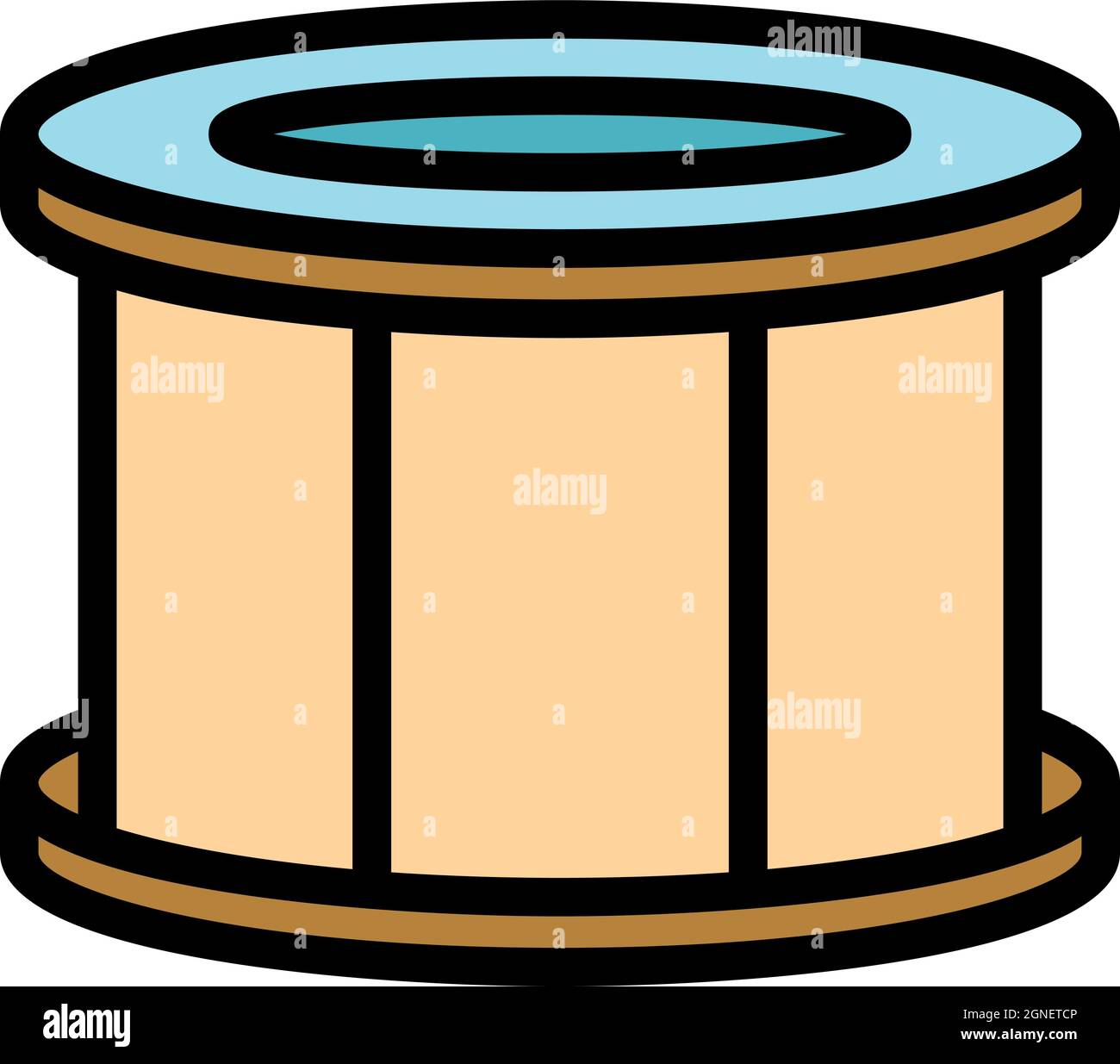 Rock drum icon. Outline rock drum vector icon color flat isolated Stock Vector