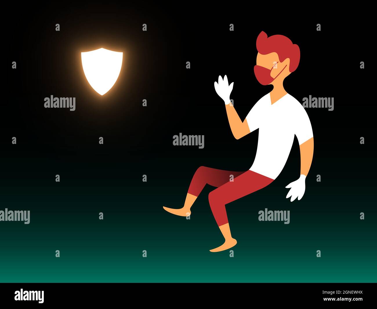 Vector mask and gloves in gradient style. Editable illustration Stock Vector