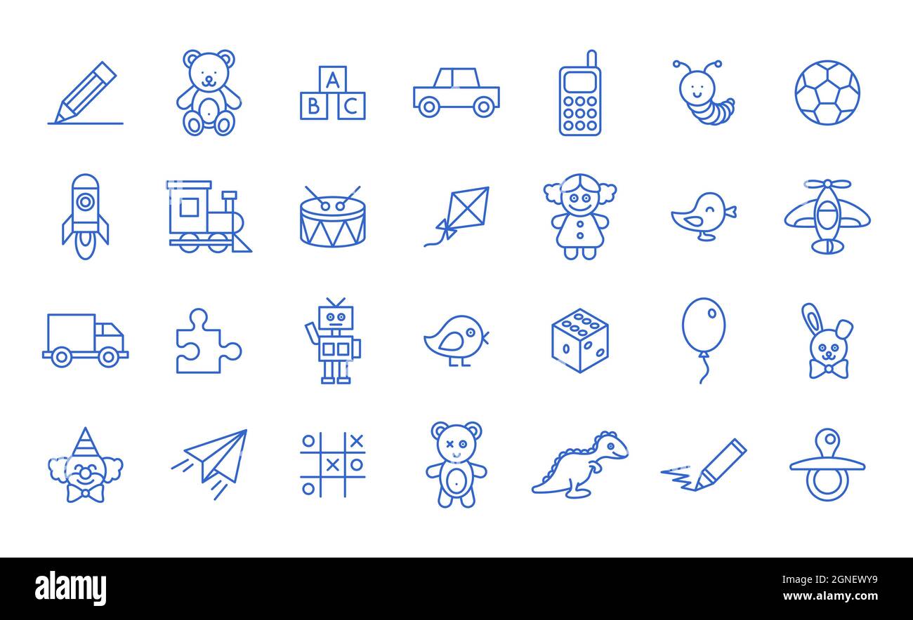 Set of toys icons on white background. Line style vector Stock Vector ...