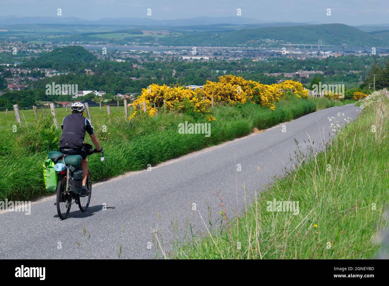 Cycling into Inverness, Highland Scotland Stock Photo
