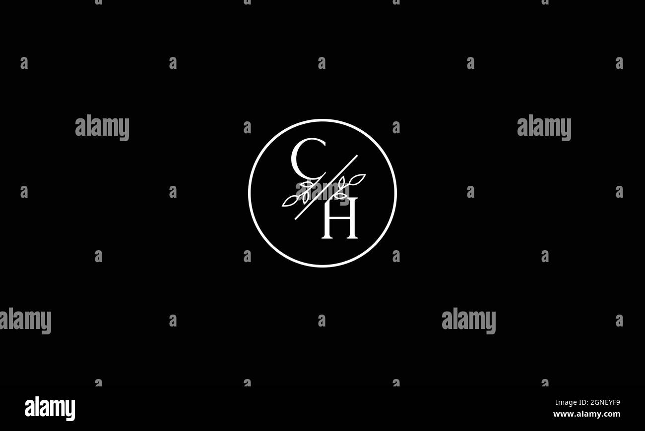 LETTERS CH WITH FLOWERS LOGO DESIGN FOR ILLUSTRATION USE Stock Vector