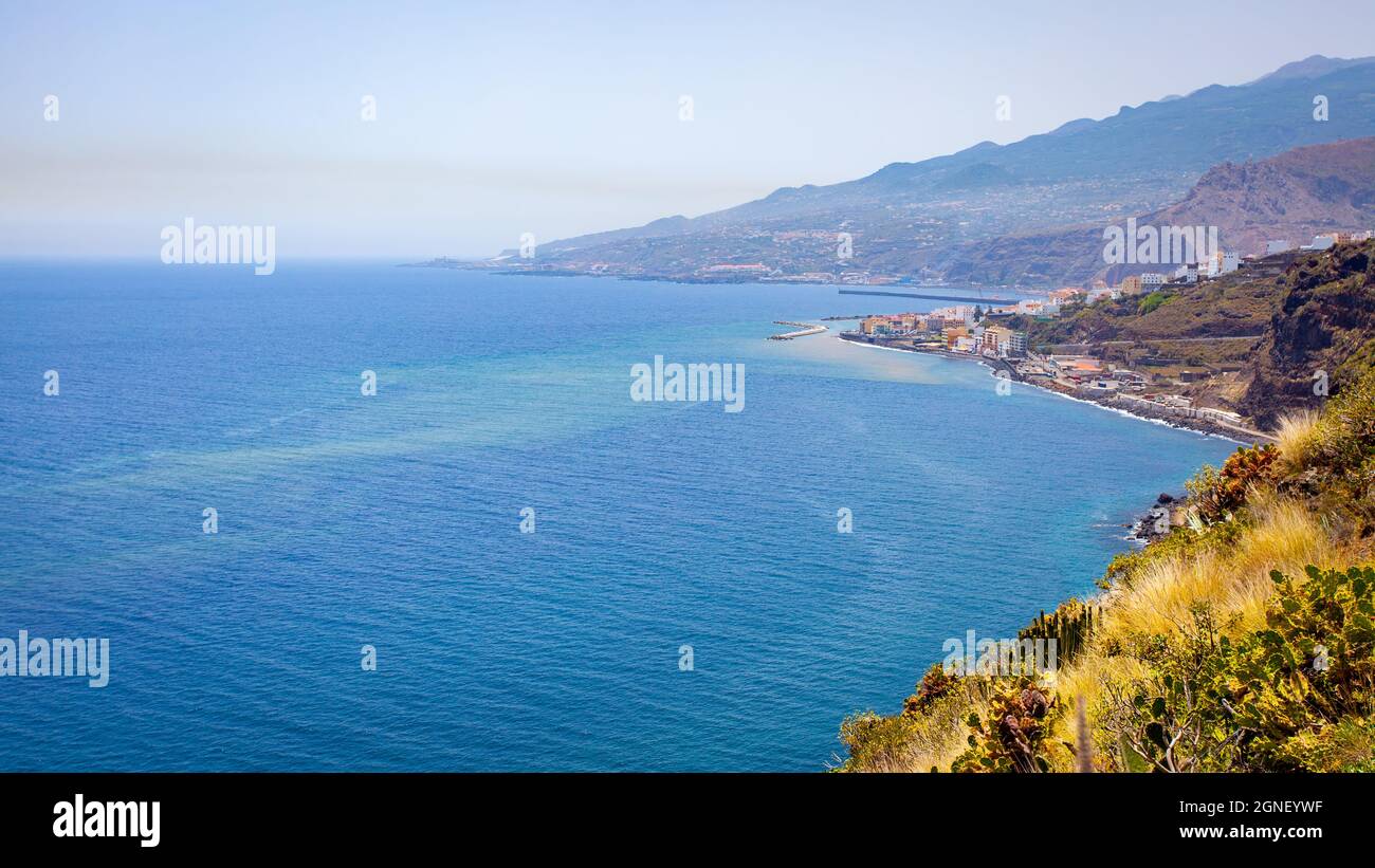 Panoramic view of the coast of La Palma island, Canary Islans, Spain. Landscape Stock Photo