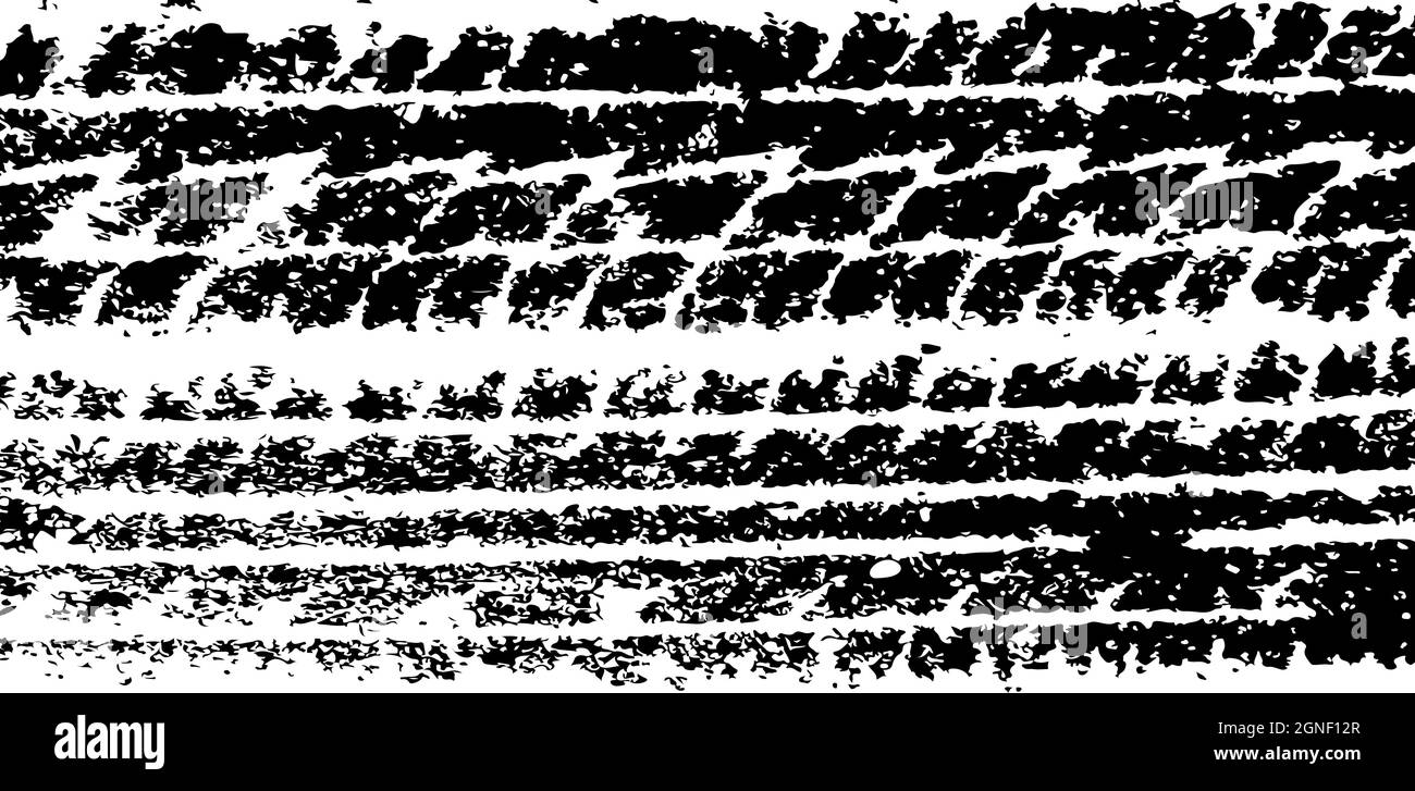 Vector abstract grunge tire tracks. Dust overlay scratch texture. Dirty