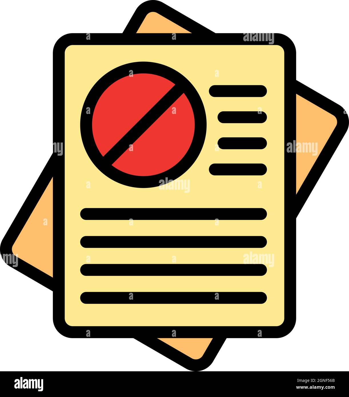 Rejected documents icon. Outline rejected documents vector icon color flat isolated Stock Vector