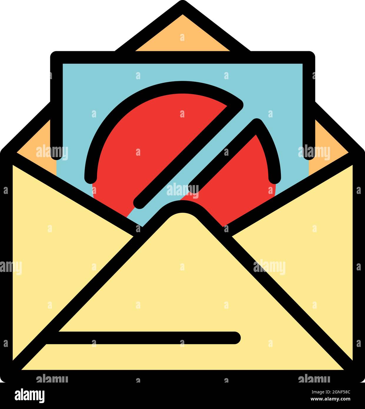 Restricted mail icon. Outline restricted mail vector icon color flat ...