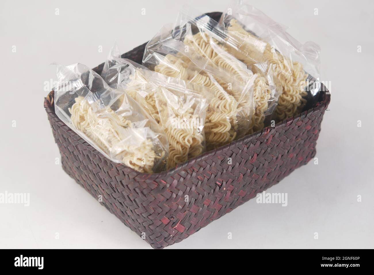 Noddle packet in a box on white background , Stock Photo