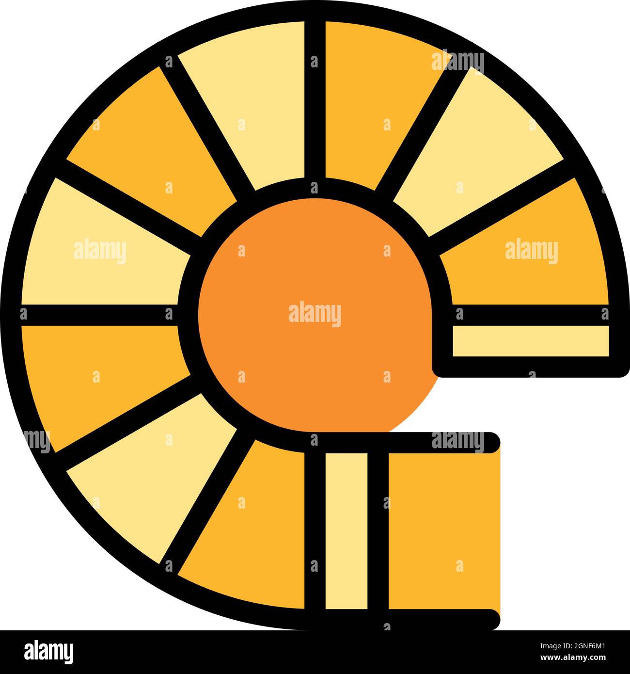 Top view circular stairs icon. Outline top view circular stairs vector icon color flat isolated Stock Vector