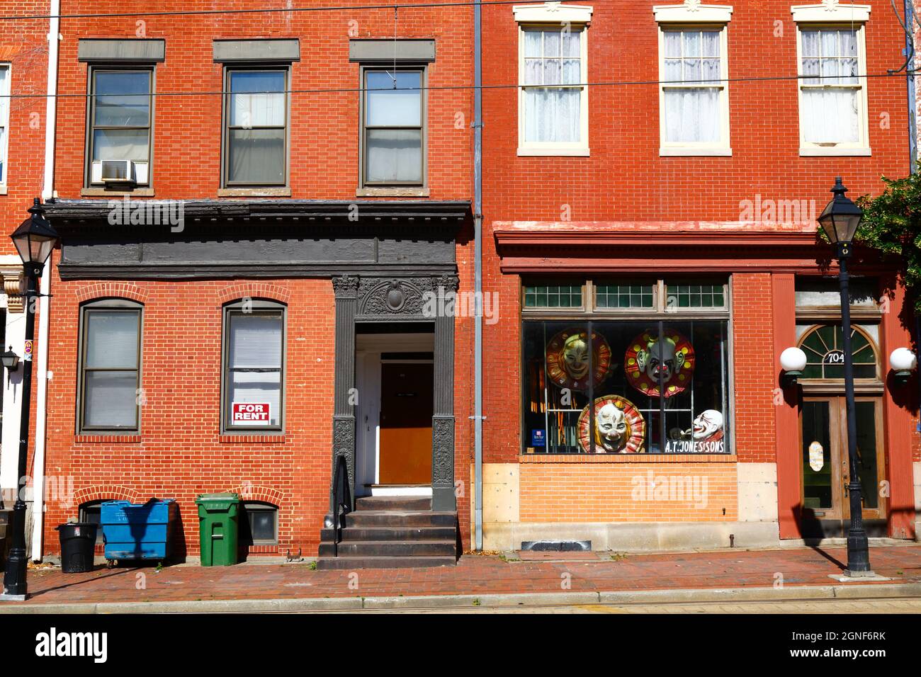 Facade of A.T. Jones & Sons costume shop, N Howard St, Baltimore, Maryland, USA Stock Photo