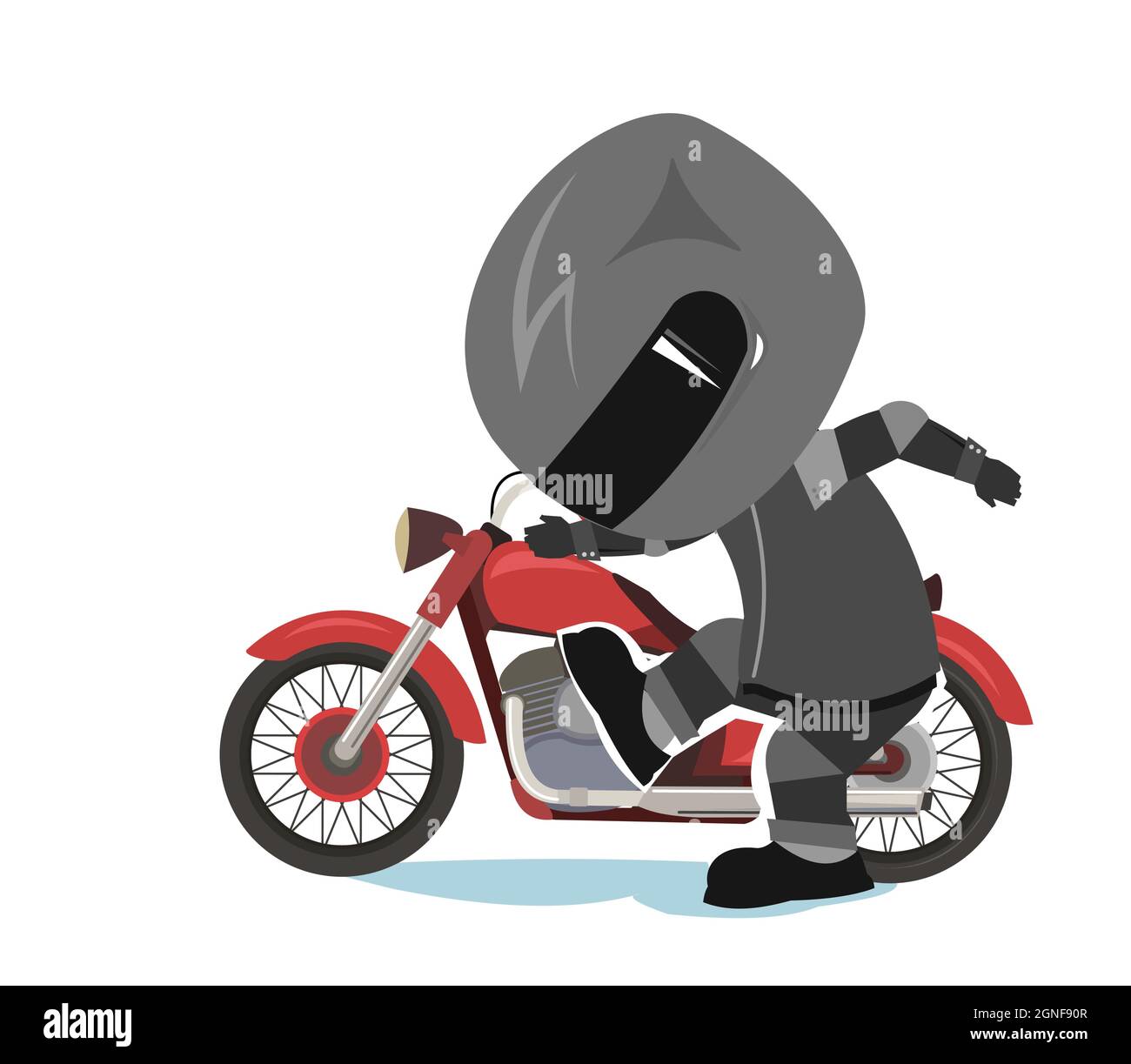 Biker cartoon. Child illustration. Stamps his feet. Sports uniform and  helmet. Cool motorcycle. Chopper bike. Funny motorcyclist. Isolated on  Stock Vector Image & Art - Alamy