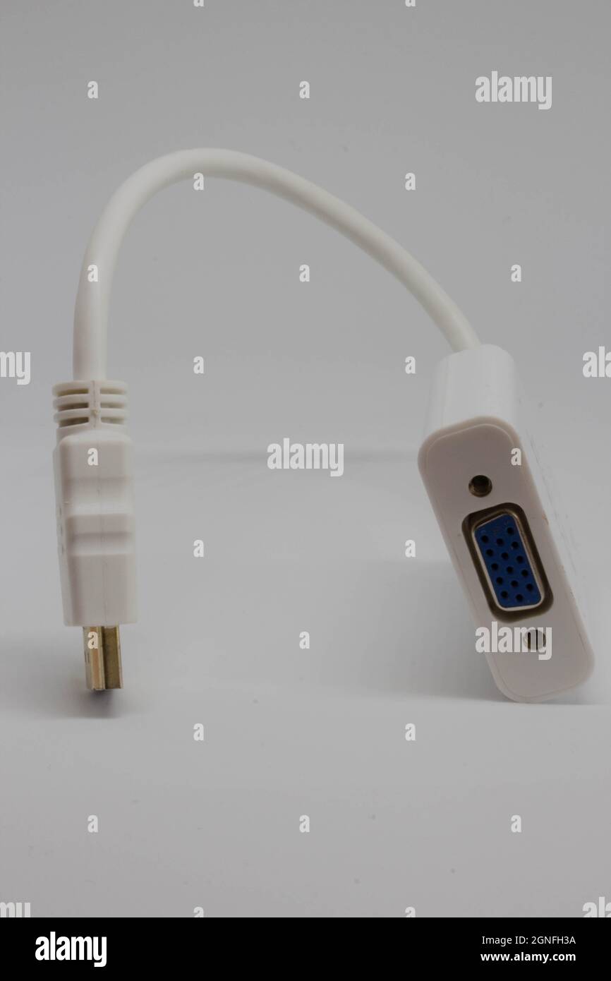 VGA to HDMI converter attachment. Adapter. Monitor cable Stock Photo