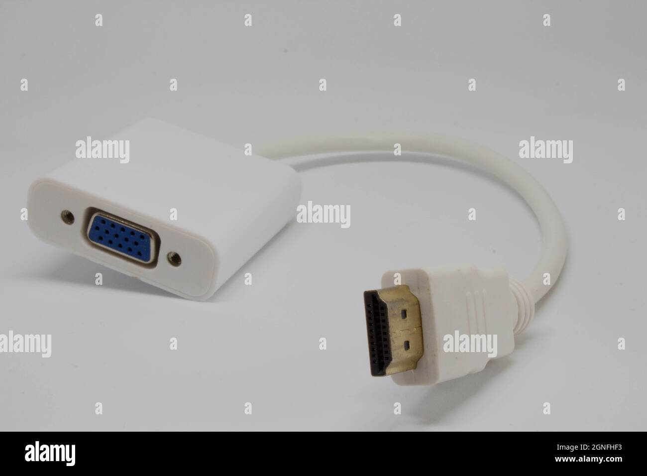 VGA to HDMI converter attachment. Adapter. Monitor cable Stock Photo