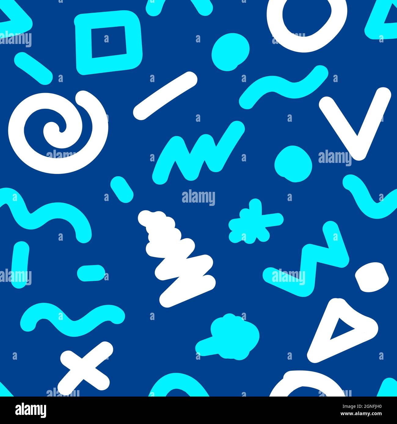 Seamless hand drawn pattern in Memphis style. Fashion geometric ...