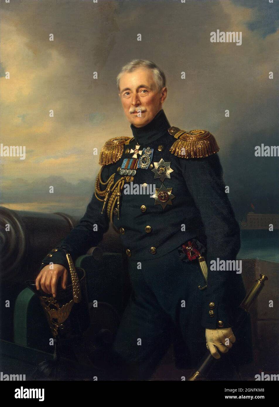 Alexander Menshikov, Russian commander-in-chief in the Crimea. Painting by  by Franz Kruger. Stock Photo