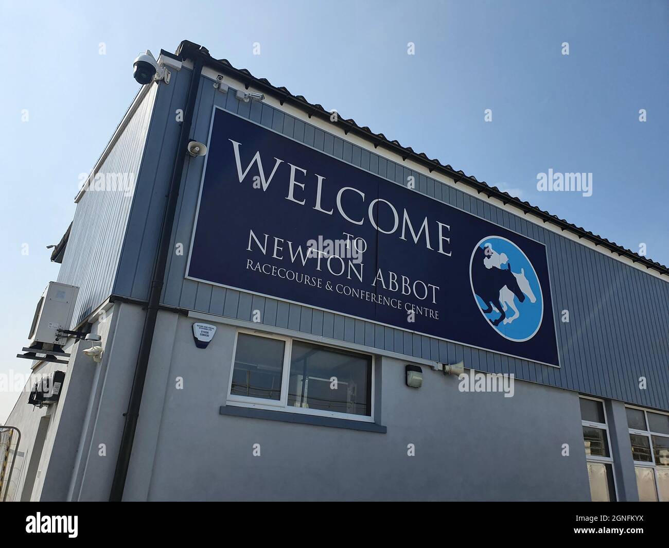 Newton Abbott, UK, July 22, 2021 : Newton Abbott Racecourse conference centre in Devon England which is a  popular horse racing events sport venue and Stock Photo