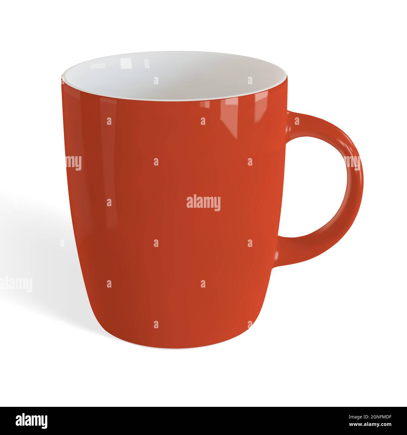 Matte white tea or coffee cup or mug with shadow on white background ...