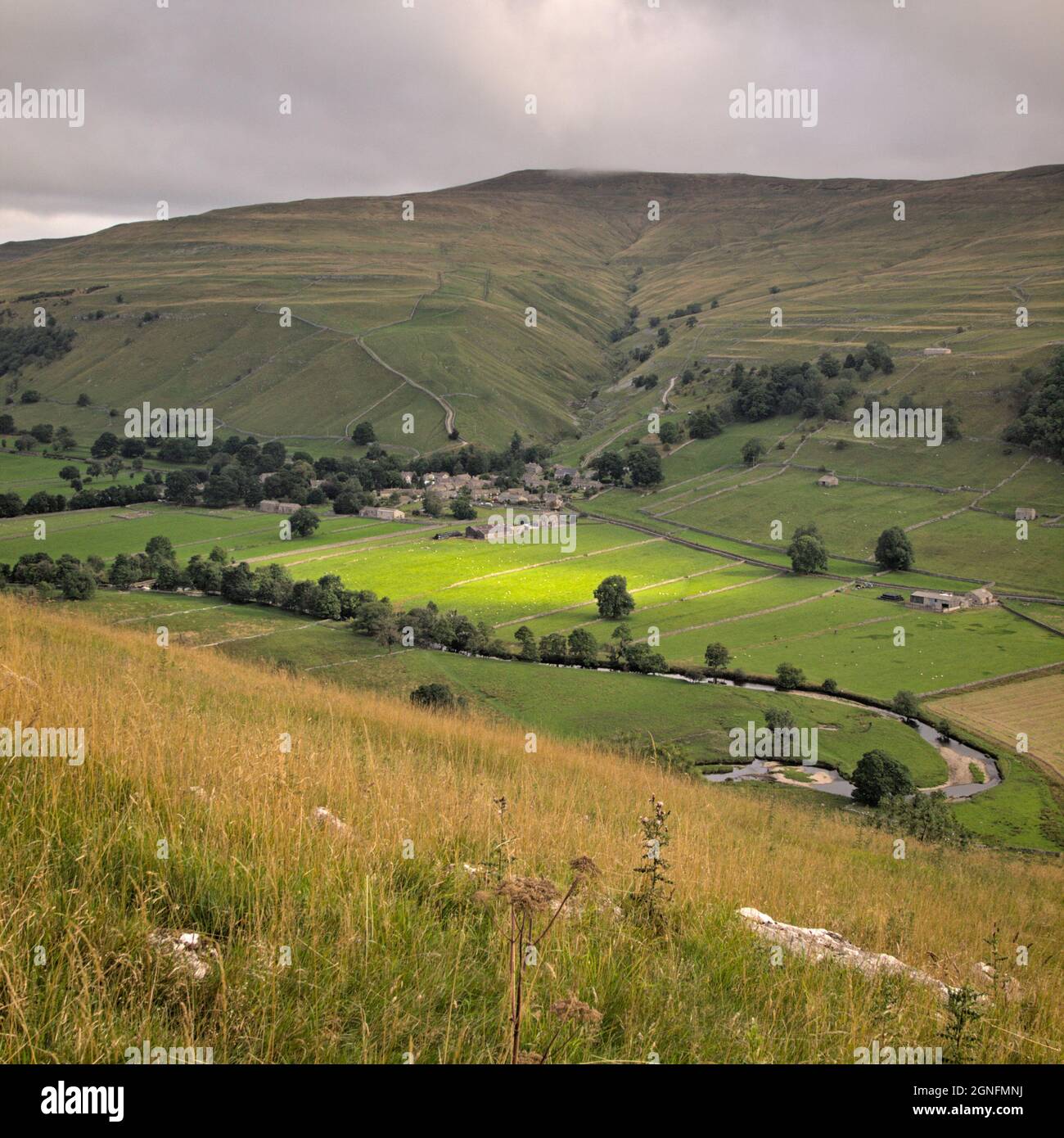 sunlight on River Wharfe Starbotton from Starbotton Arncliffe path