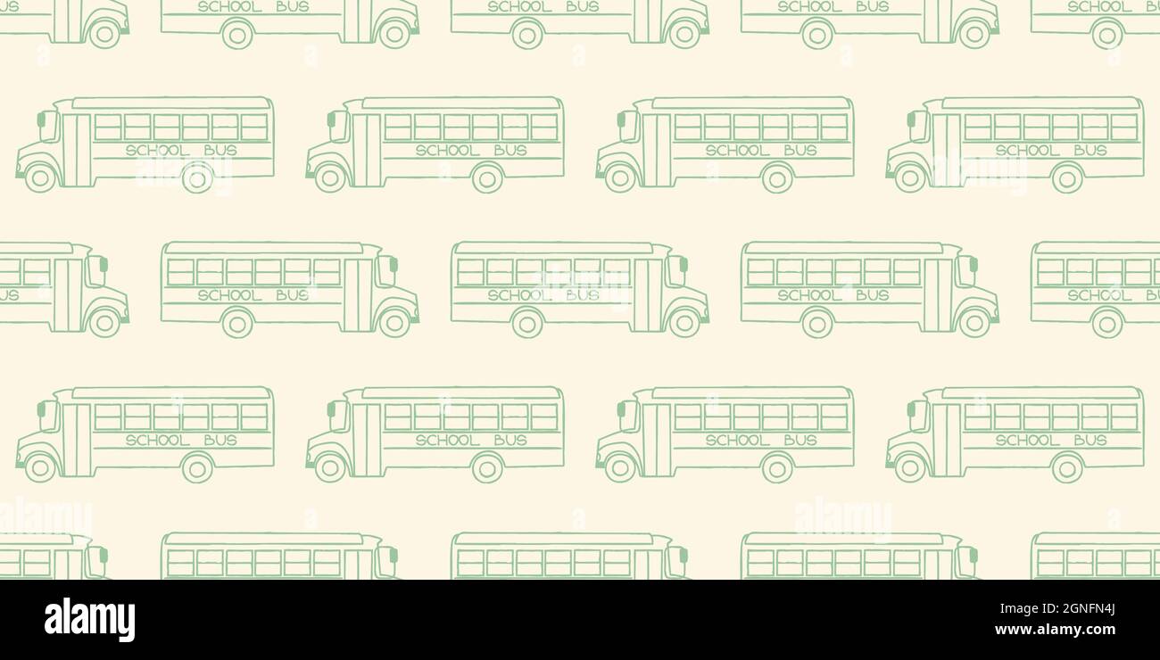 Seamless pattern with school busses, back to school pattern Stock Vector
