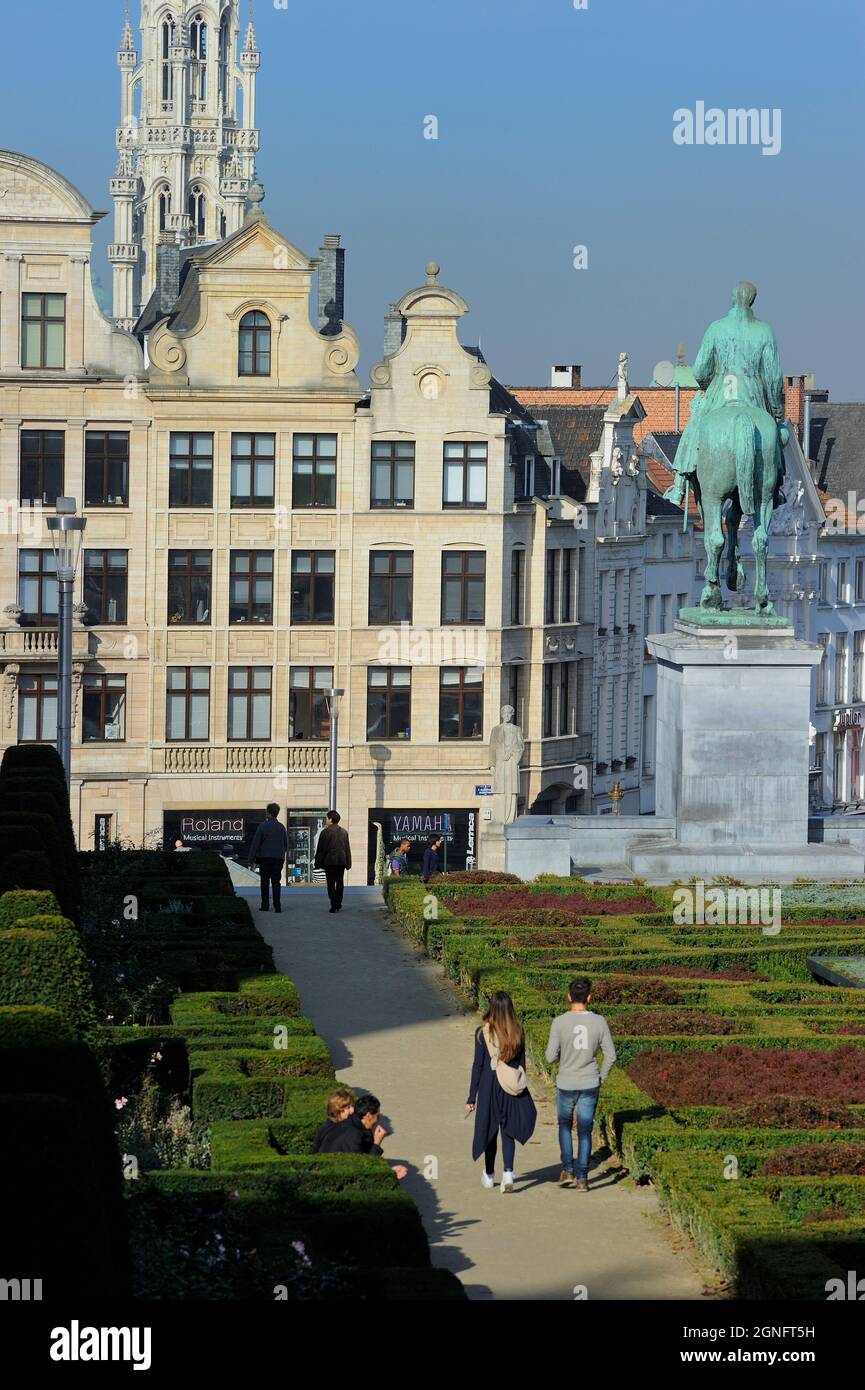BELGIUM, TOWN OF BRUSSELS, DISTRICT OF CENTRE CALLED THE PENTAGON, GARDEN OF MONT DES ARTS Stock Photo