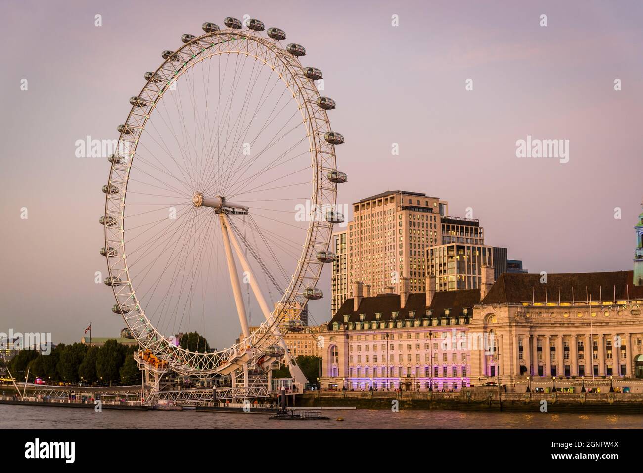 View of London Eye and County Hall, London, England, UK Stock Photo - Alamy