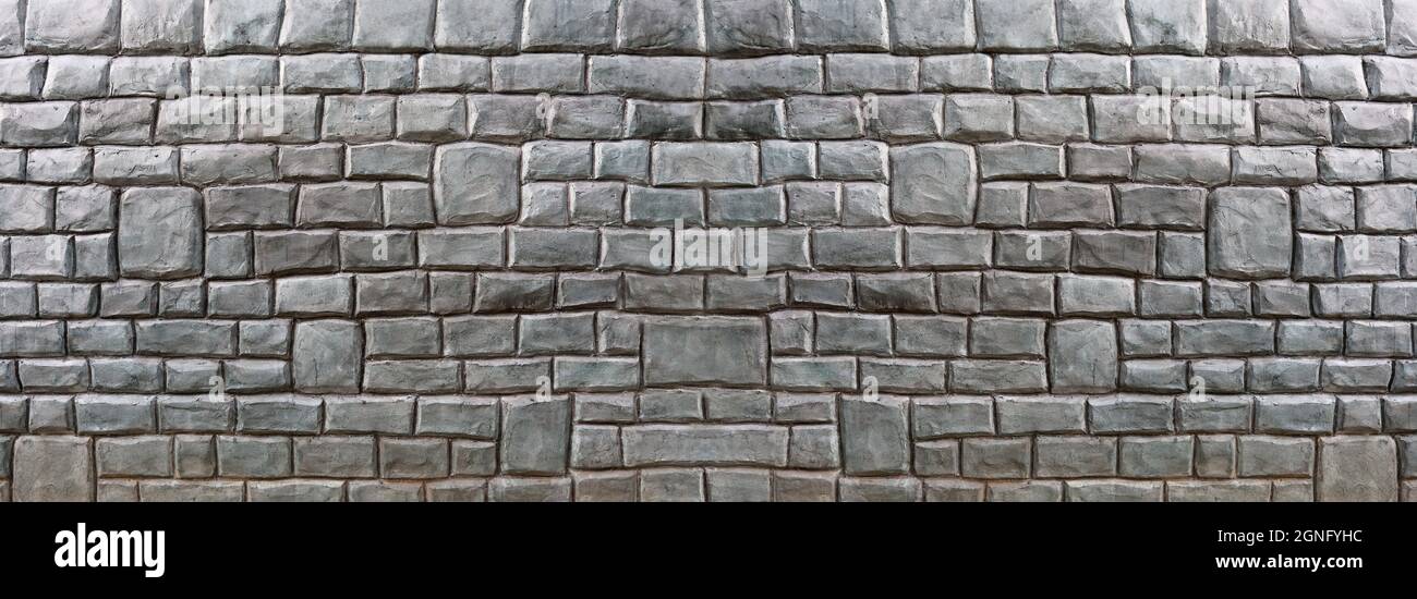Panorama texture of old cement wall in architecture design for background. Stock Photo