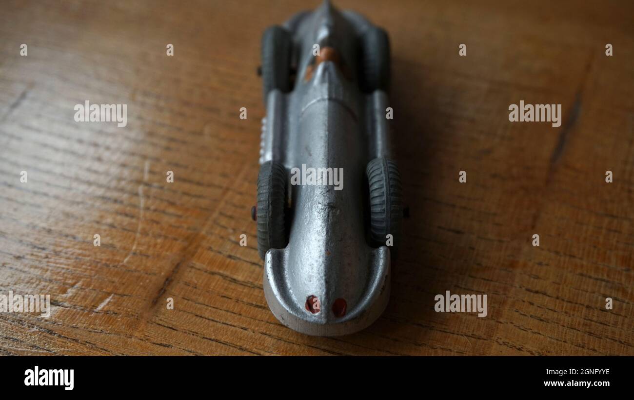 Photographs of a vintage Dinky Toy, made in Great Britain in Liverpool by Meccano. Speed Of The