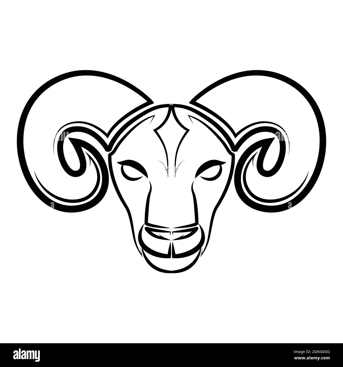 Black and white line art of sheep head. Good use for symbol, mascot ...