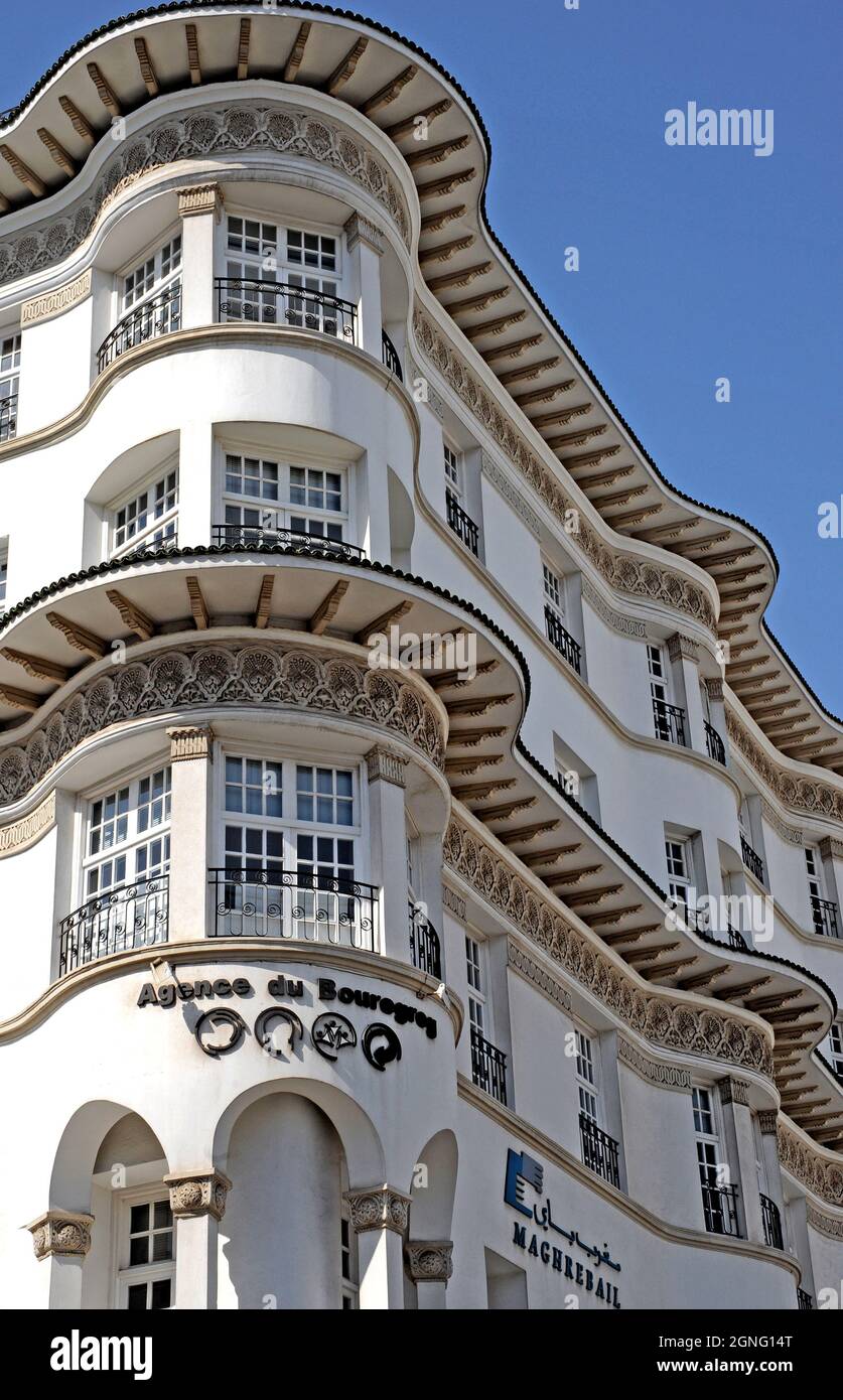 MOROCCO. RABAT. FRENCH ART DECO ARCHITECTURE, AL JOULANE SQUARE Stock