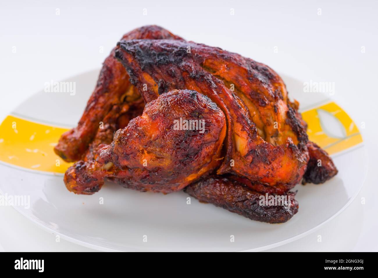 Shawai chicken arranged in a table ware, closeup view. Stock Photo