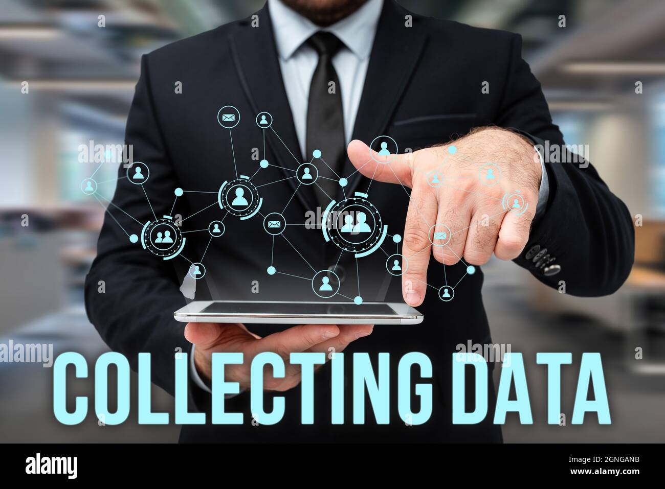 Sign displaying Collecting Data. Concept meaning Gathering and ...