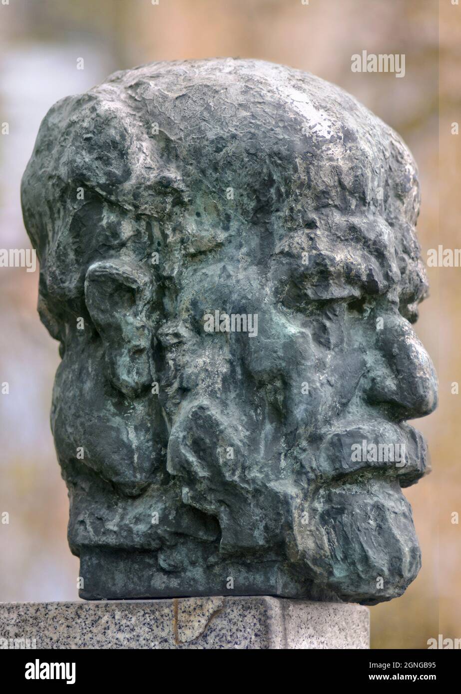 Sculpted head of Sigmund Freud on monument at Pribor, Czech Republic Stock Photo