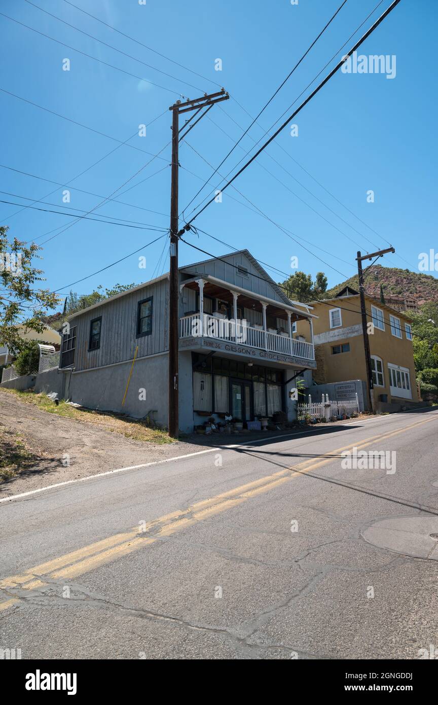 Gibson Grocery Store, one of the historic buildings in Jerome, Arizona.  Stock Photo